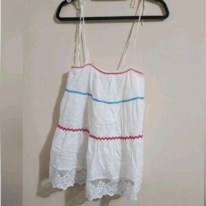 Vintage Victoria's Secret White babydoll Camisole with Red and Blue Details